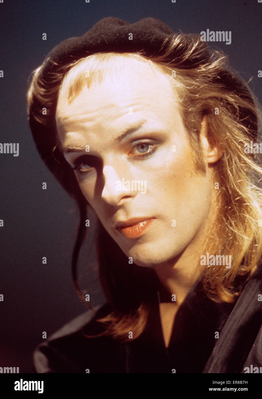 BRIAN ENO UK pop musician while appearing on Dutch TV show Toppop in 1974 Stock Photo