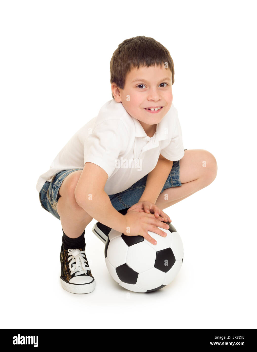 soccer boy studio isolated on white Stock Photo - Alamy