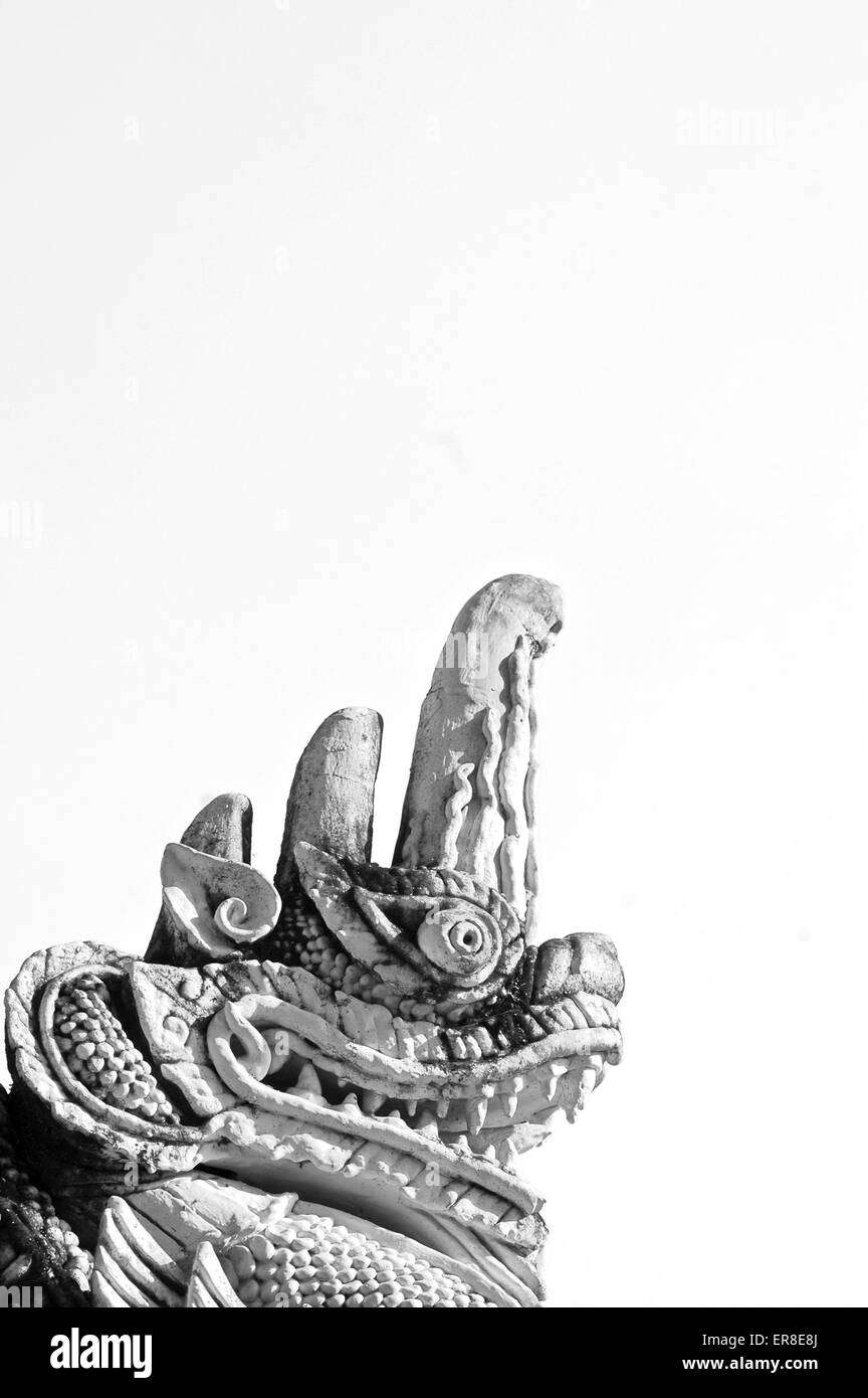 Sculpture of Naga Thai dragon head isolated Stock Photo