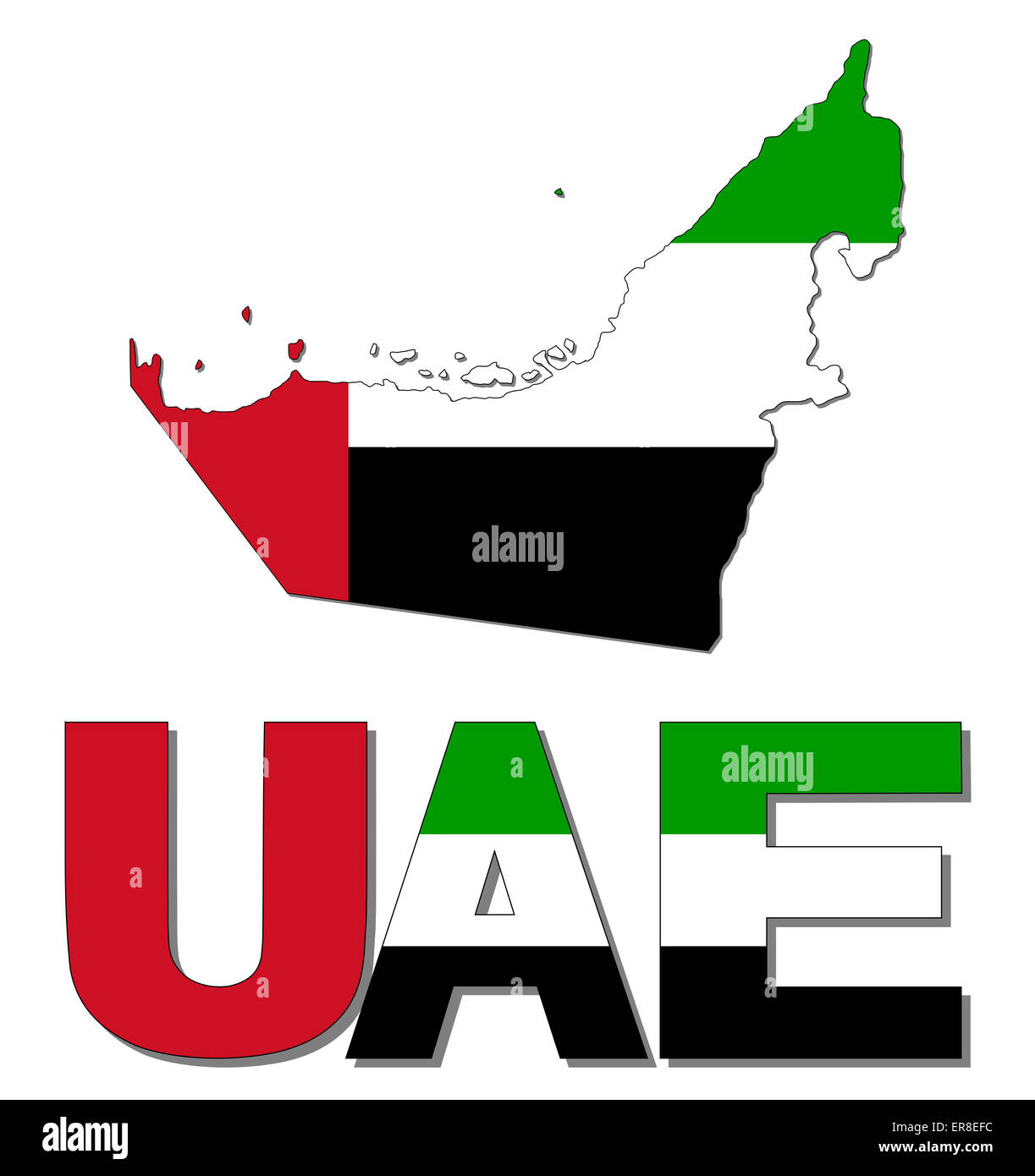 UAE map flag and text illustration Stock Photo