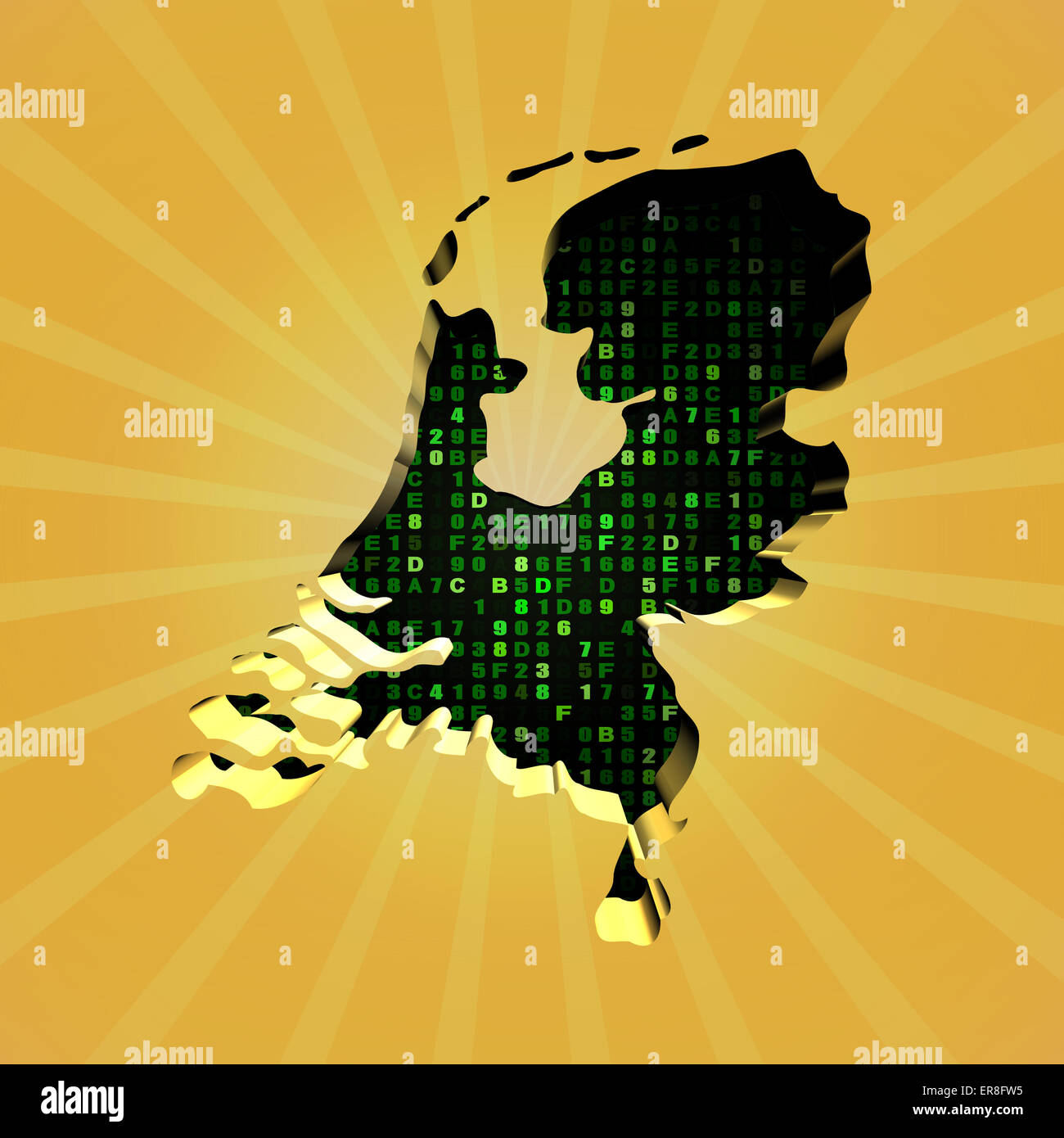 Netherlands sunburst map with hex code illustration Stock Photo Alamy
