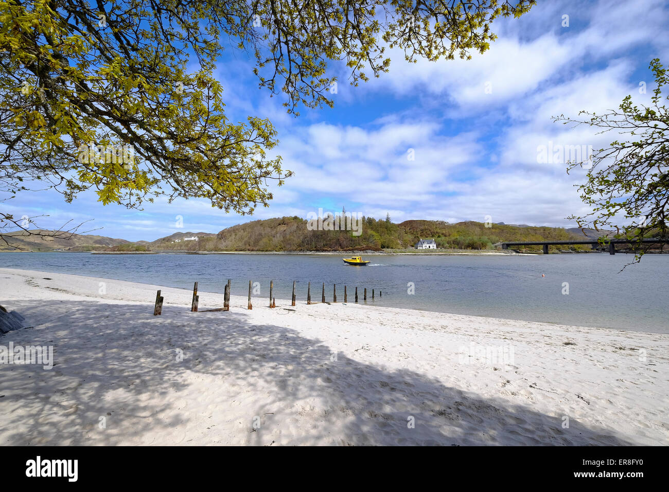 The 'Silver Sands of Morar' is the Scottish Highlands is on the North West Coast between Fort William and Mallaig Stock Photo