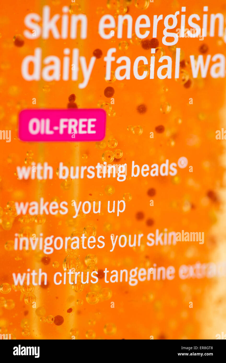 Plastic microbeads in a facial scrub product Stock Photo