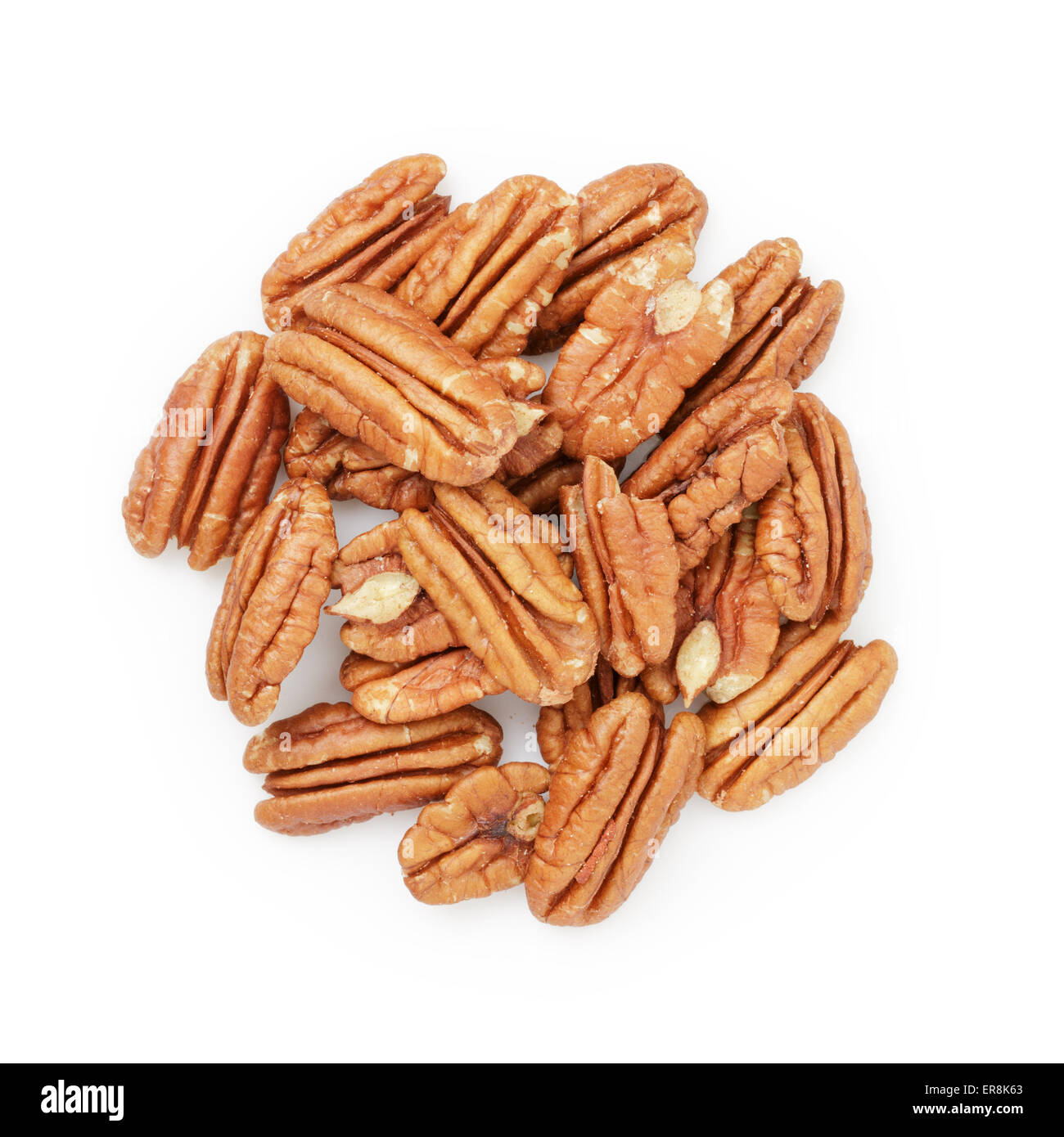 Pecan halves from above isolated on a white Stock Photo Alamy