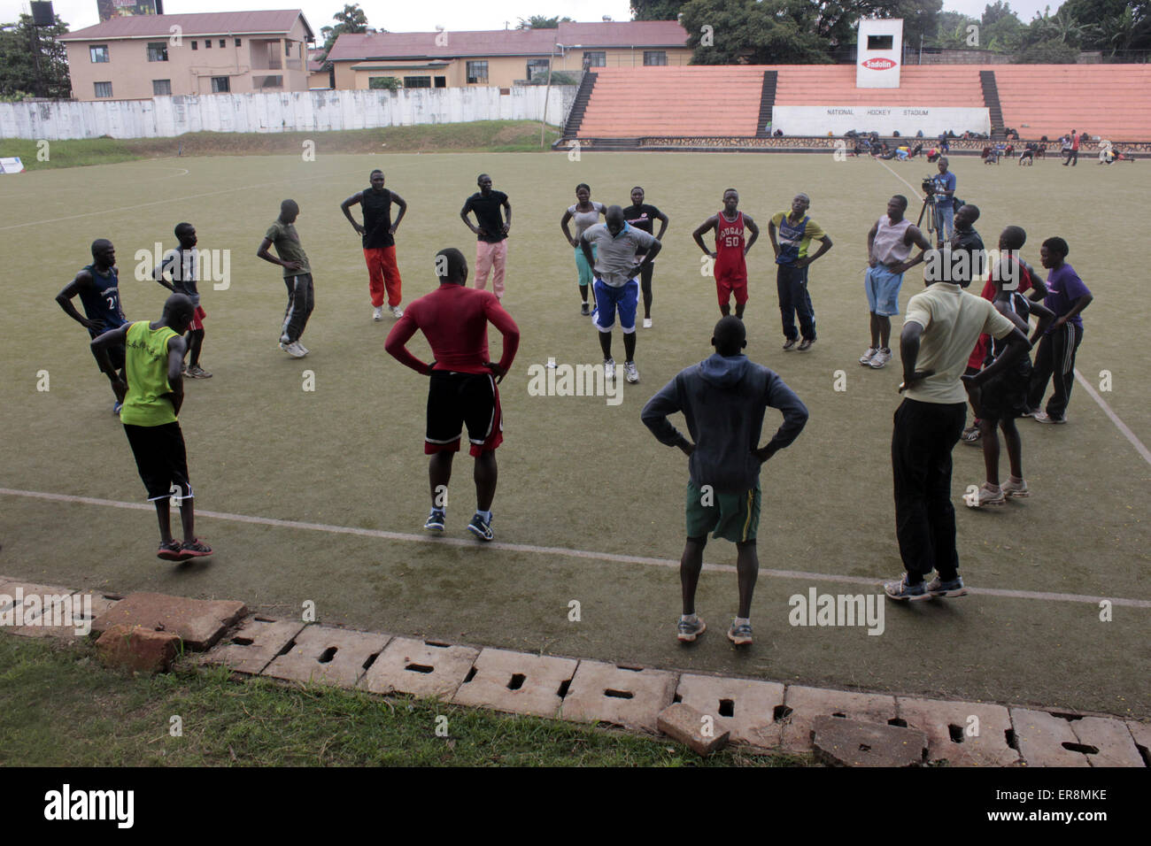 Kampala, Uganda, 29th May, 2015. Uganda national team boxers training