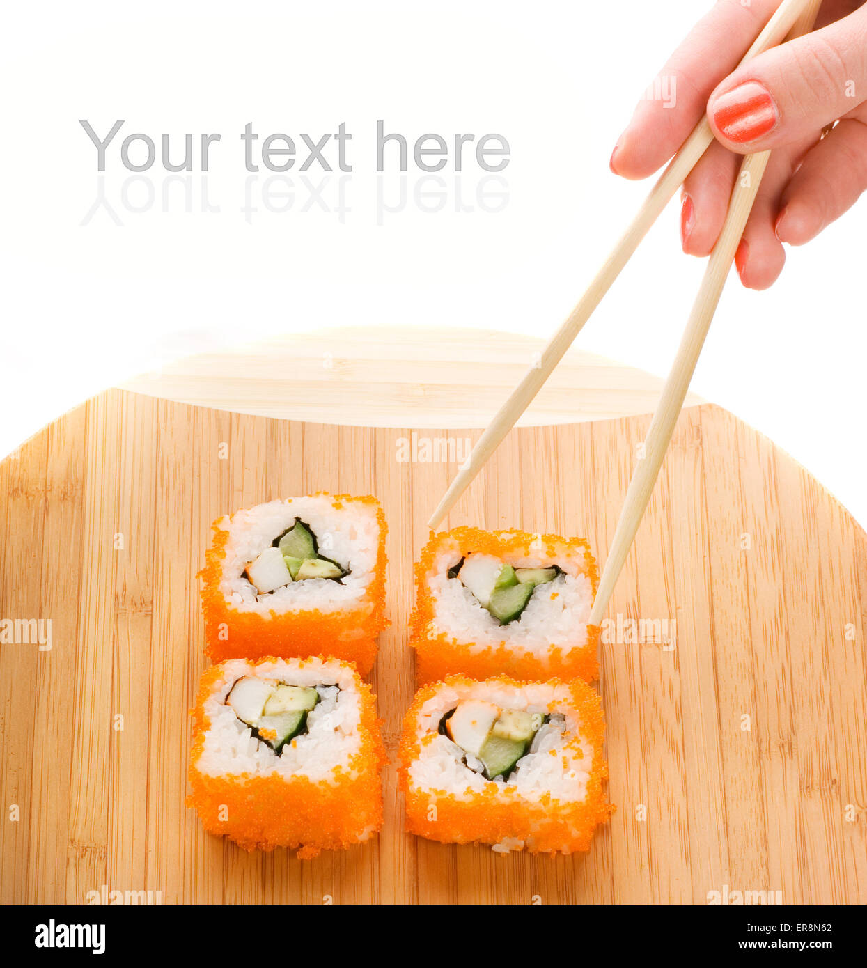 Sushi on a bamboo plate Stock Photo