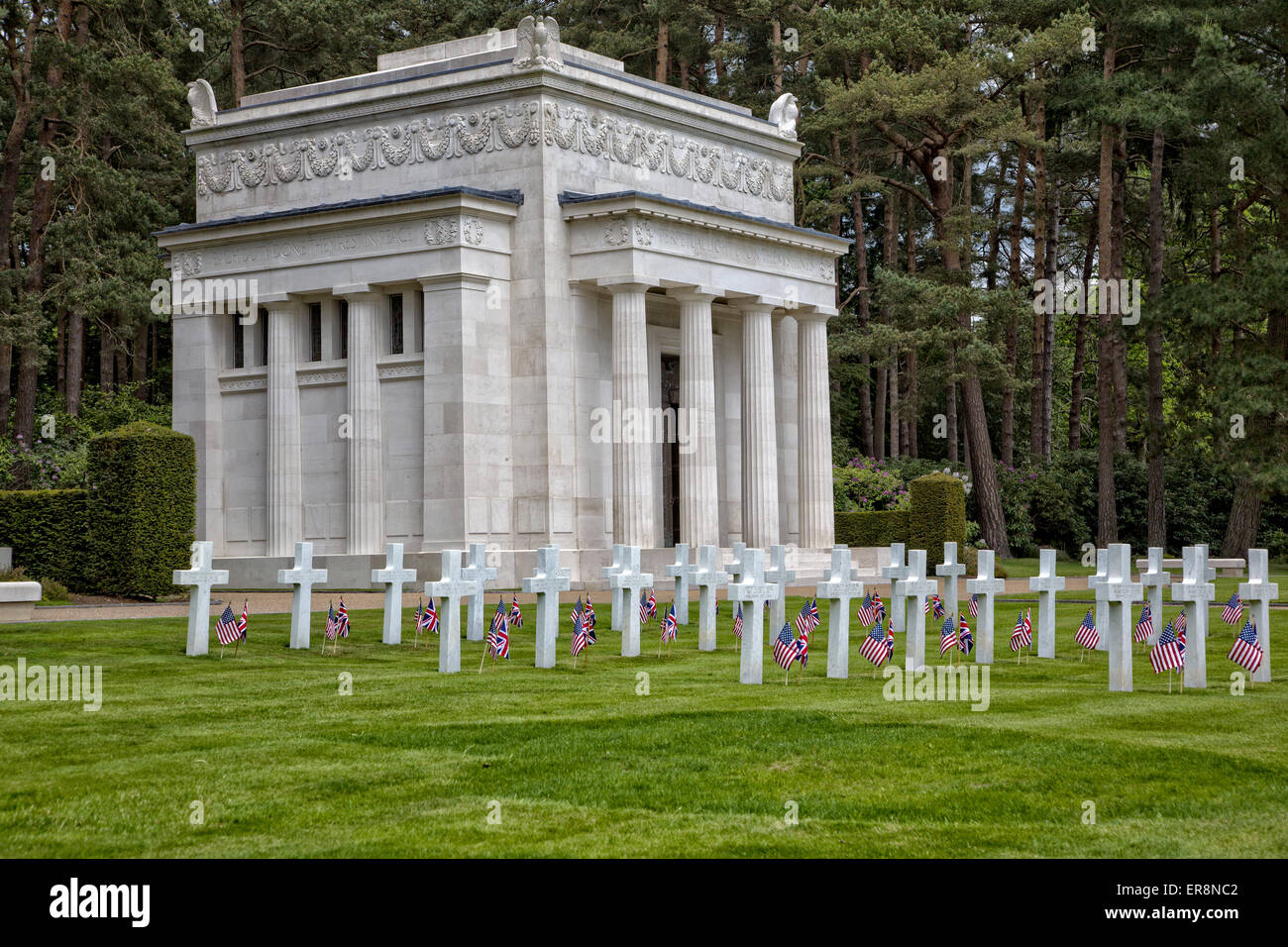 American Battle Monuments remembrance cemetery of Great War American soldiers in the CWGC Brookwood Military Cemetery Stock Photo