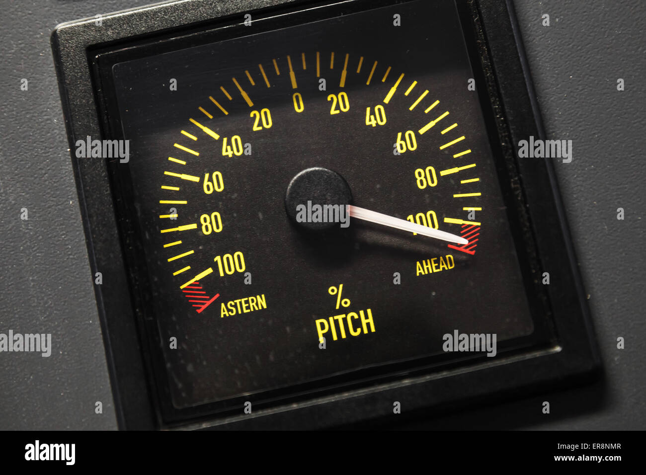 Lighted navigation pitch indicator scale, selective focus Stock Photo