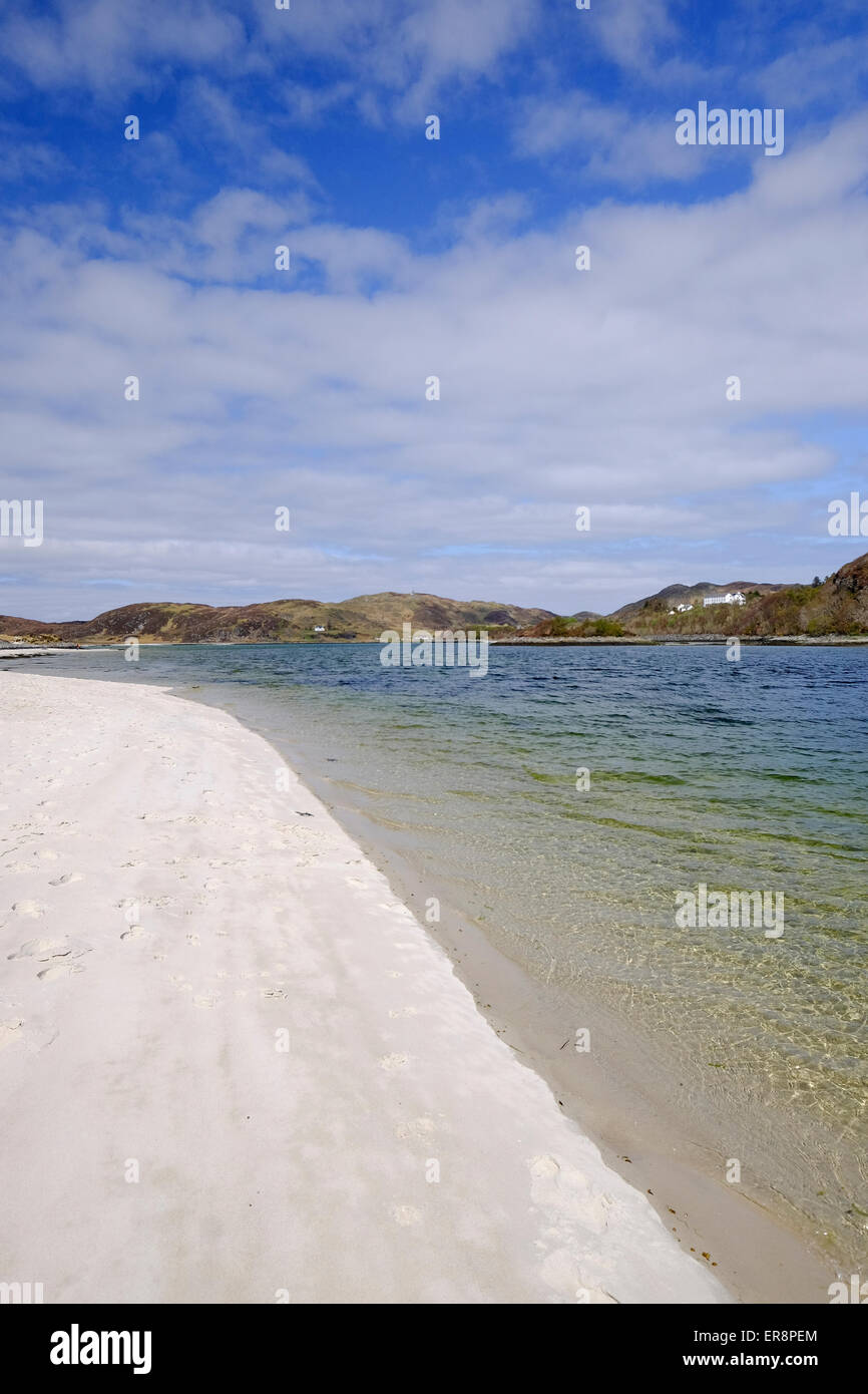 The 'Silver Sands of Morar' is the Scottish Highlands is on the North West Coast between Fort William and Mallaig Stock Photo