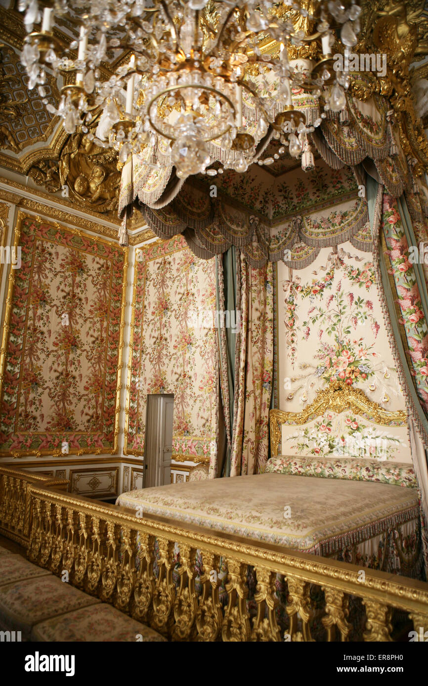 The Queens bedroom or bedchamber Palace  Versailles France Stock Photo