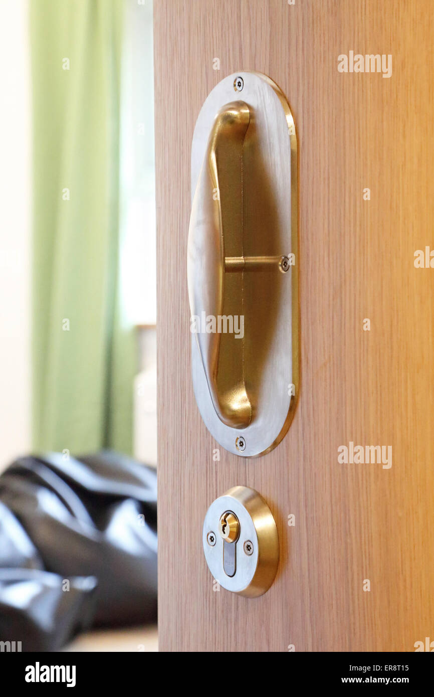 An antiligature door handle in a new hospital psychiatric wing