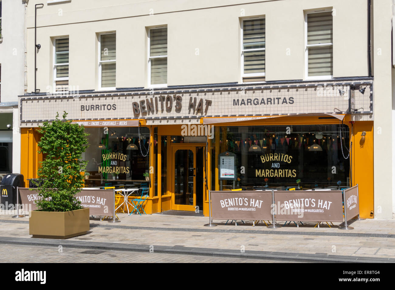 A branch of the Benito's Hat Mexican restaurant chain in Bromley Market Square, South London. Stock Photo