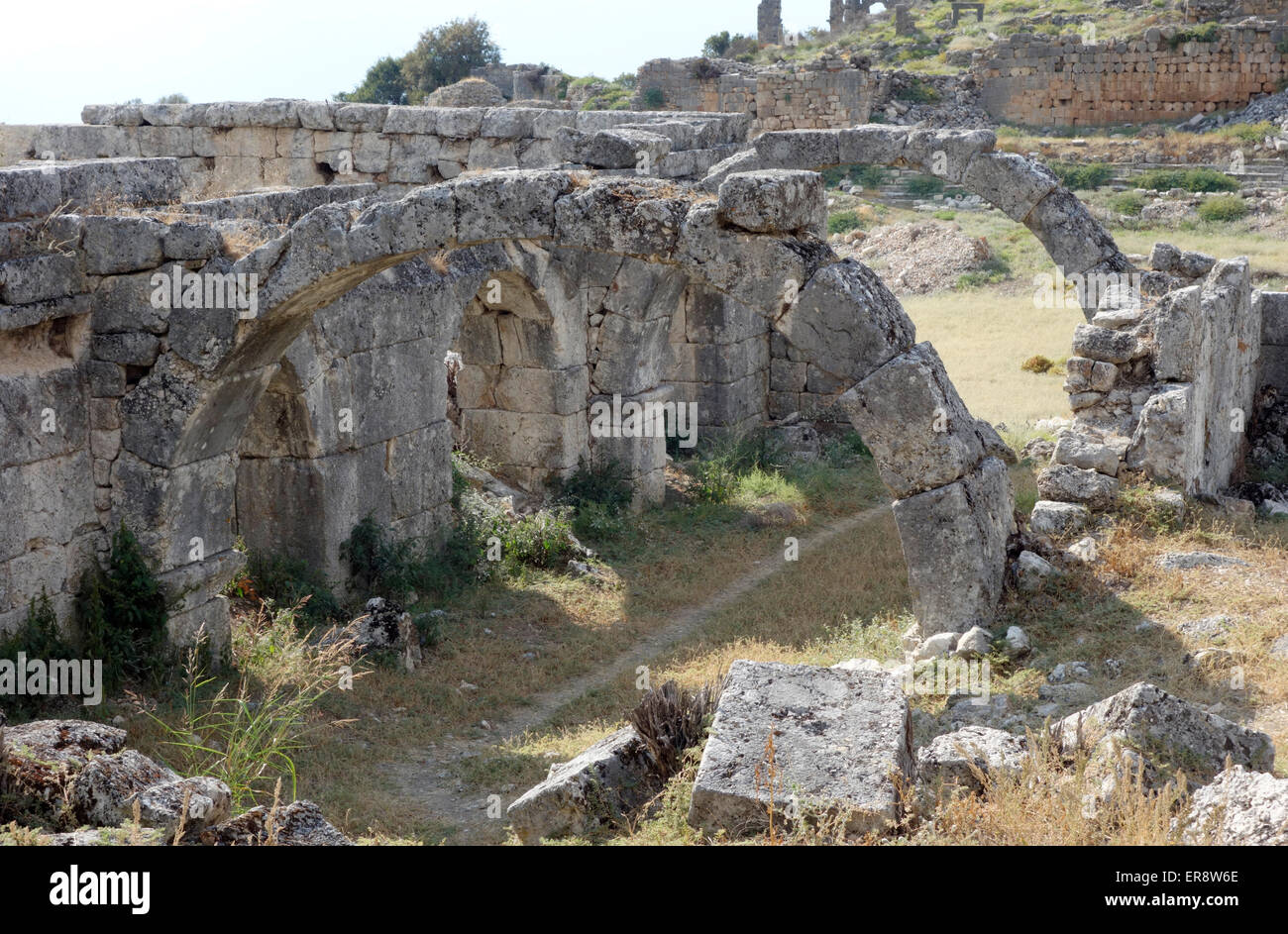 The remains of the Roman market at the ancient city of Tlos, Turkey Stock Photo