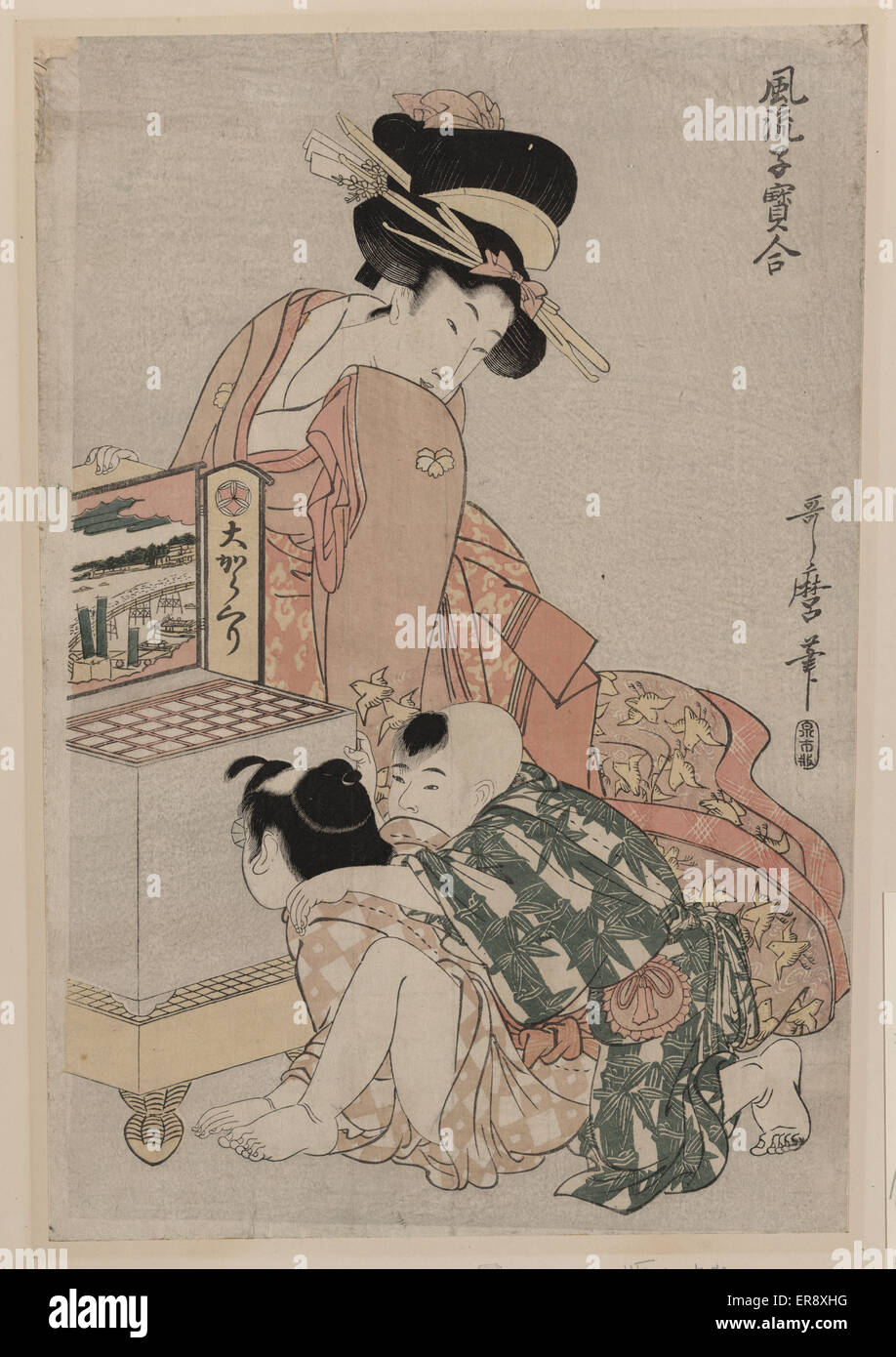 Viewing a peep box show Stock Photo