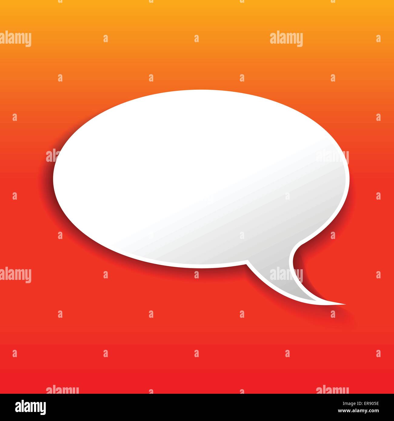 Vector illustration of white speech bubble on orange background Stock ...