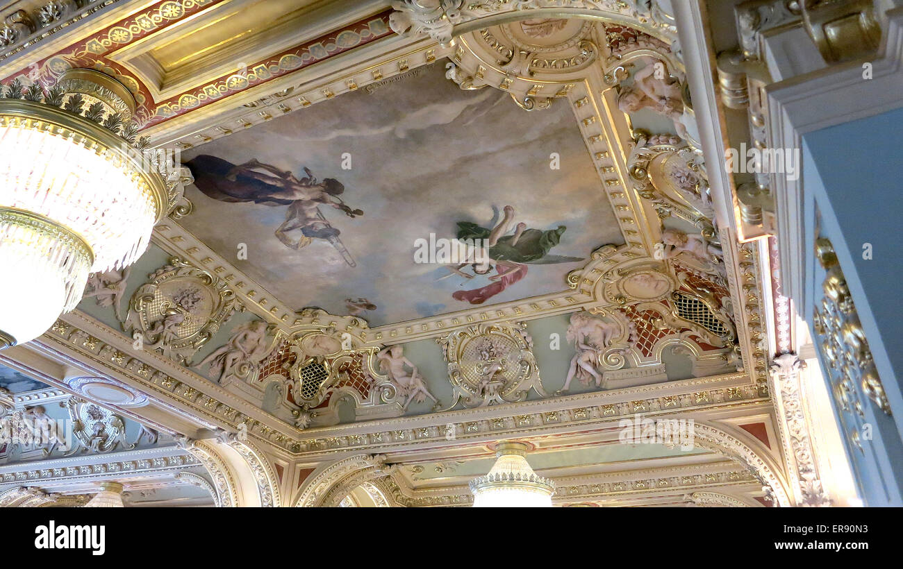 details of interior of New York cafe restaurant Budapest Hungary Stock Photo