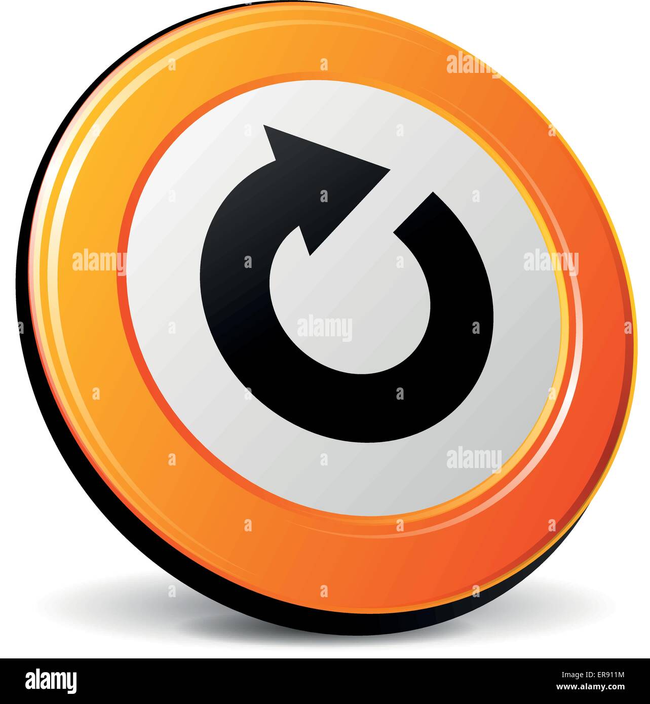 Vector illustration of orange 3d refresh icon Stock Vector