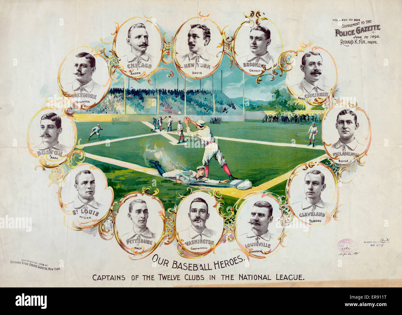 Our baseball heroes - captains of the twelve clubs in the Na Stock Photo