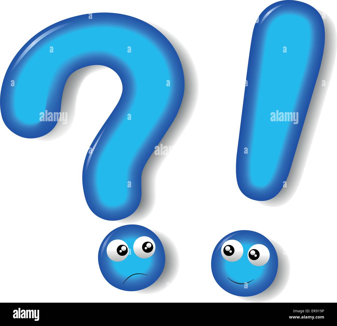 Vector illustration of blue interrogation and exclamation mark Stock Vector