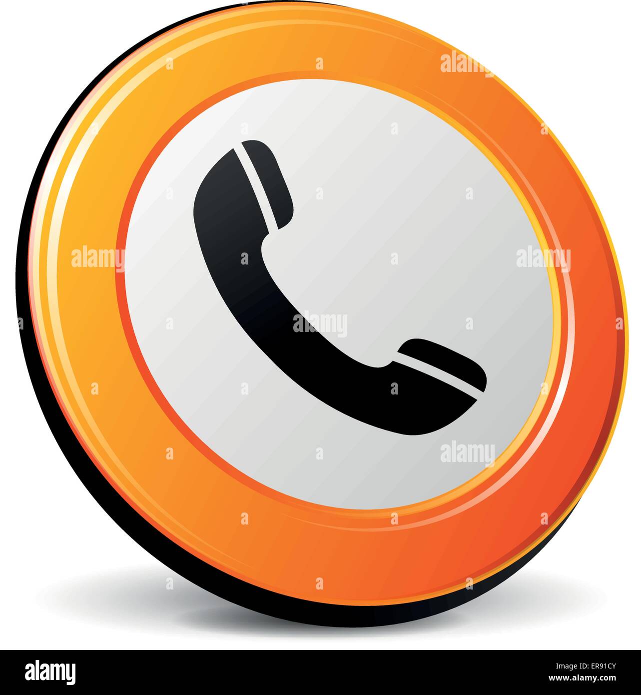 Vector illustration of orange 3d phone icon Stock Vector