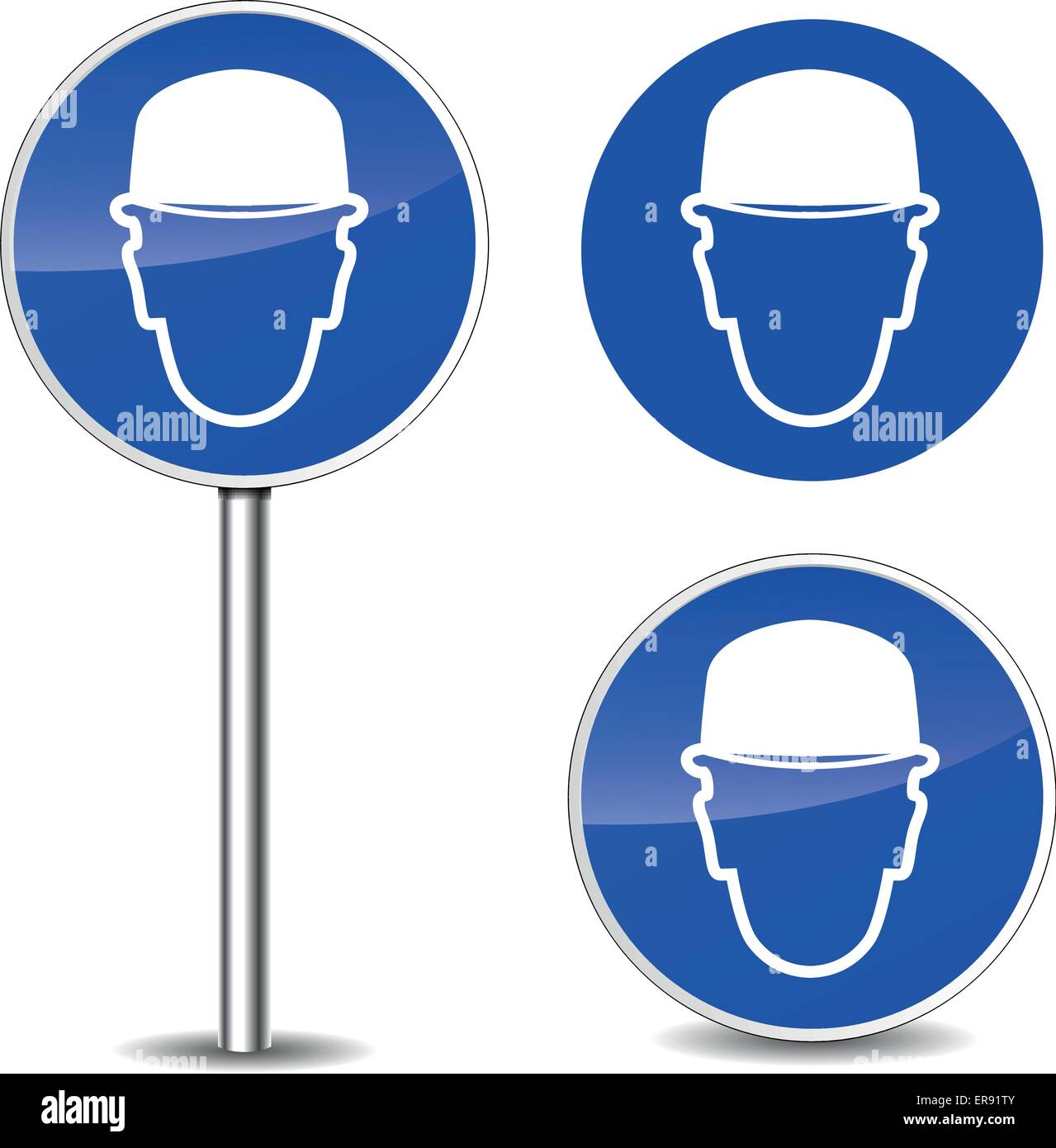 Vector illustration of helmet blue sign icons Stock Vector