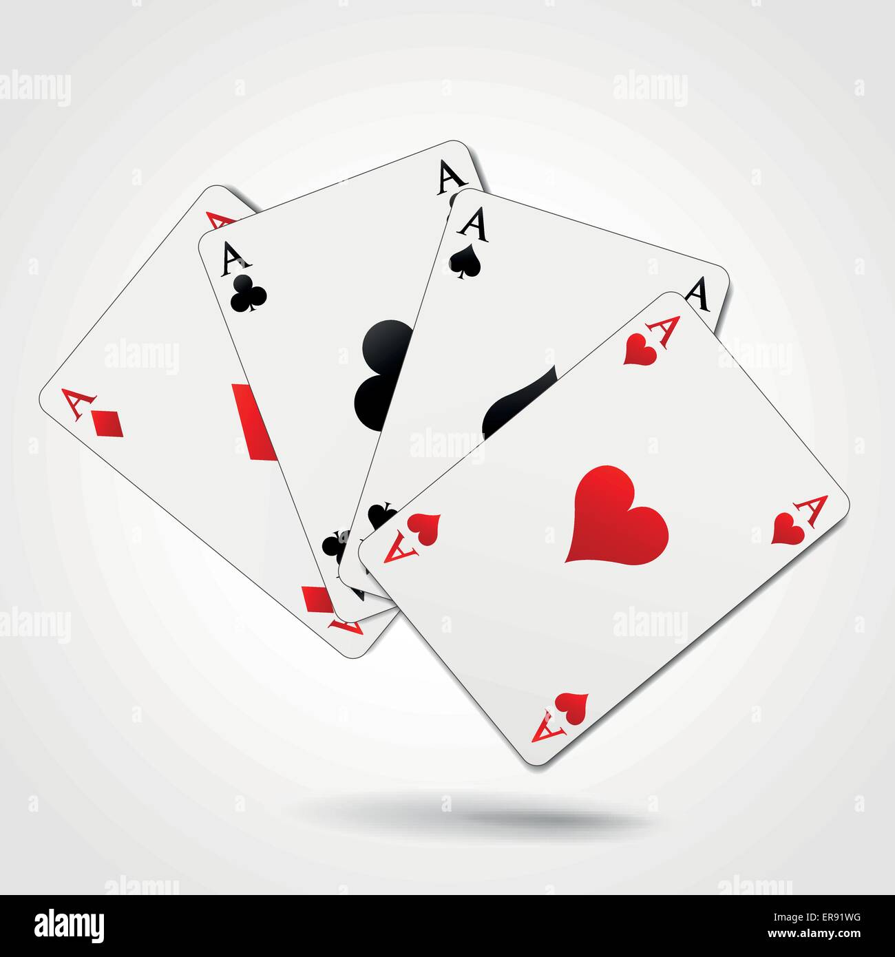 Vector illustration of four aces playing cards Stock Vector