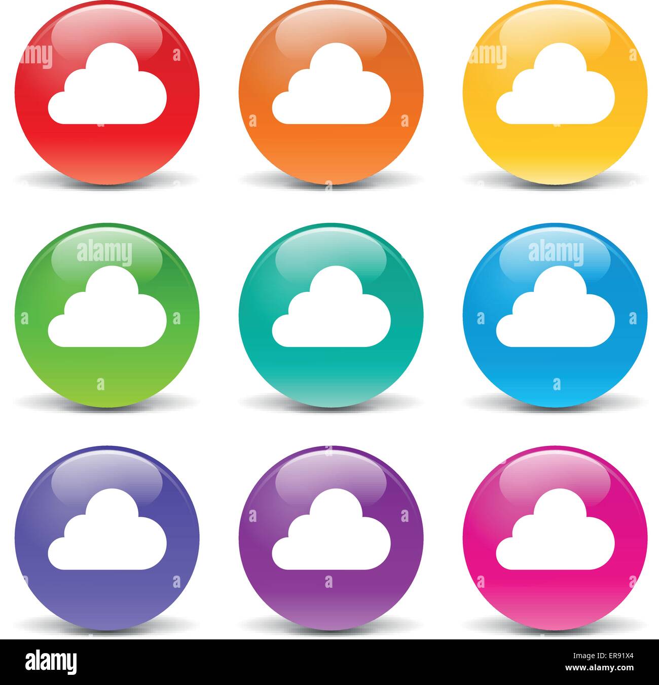 Vector illustration of cloud set icons on white background Stock Vector