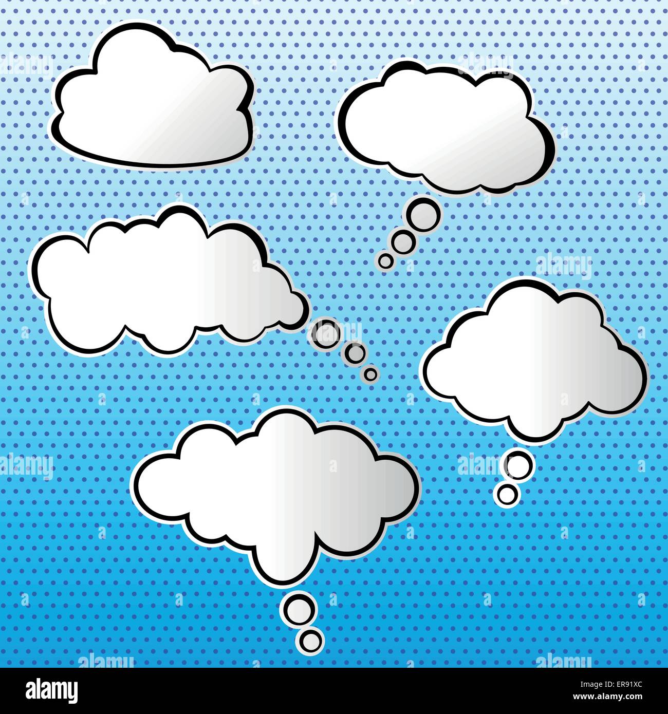 Vector illustration of white speech bubbles on blue background Stock ...