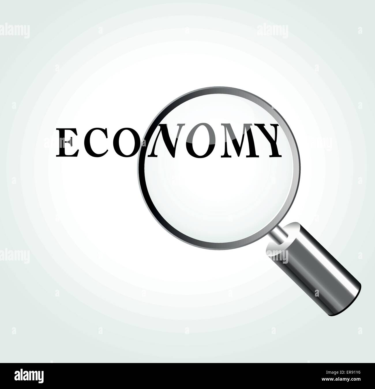 Vector illustration of economy concept with magnifying Stock Vector