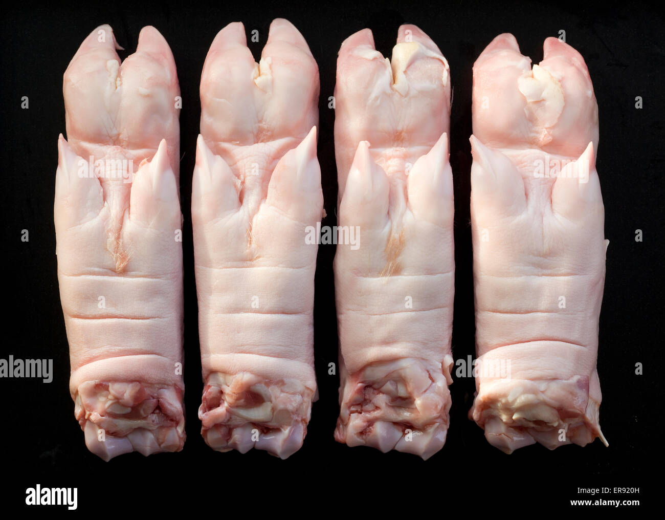 Raw Pigs Feet or Trotters Stock Photo