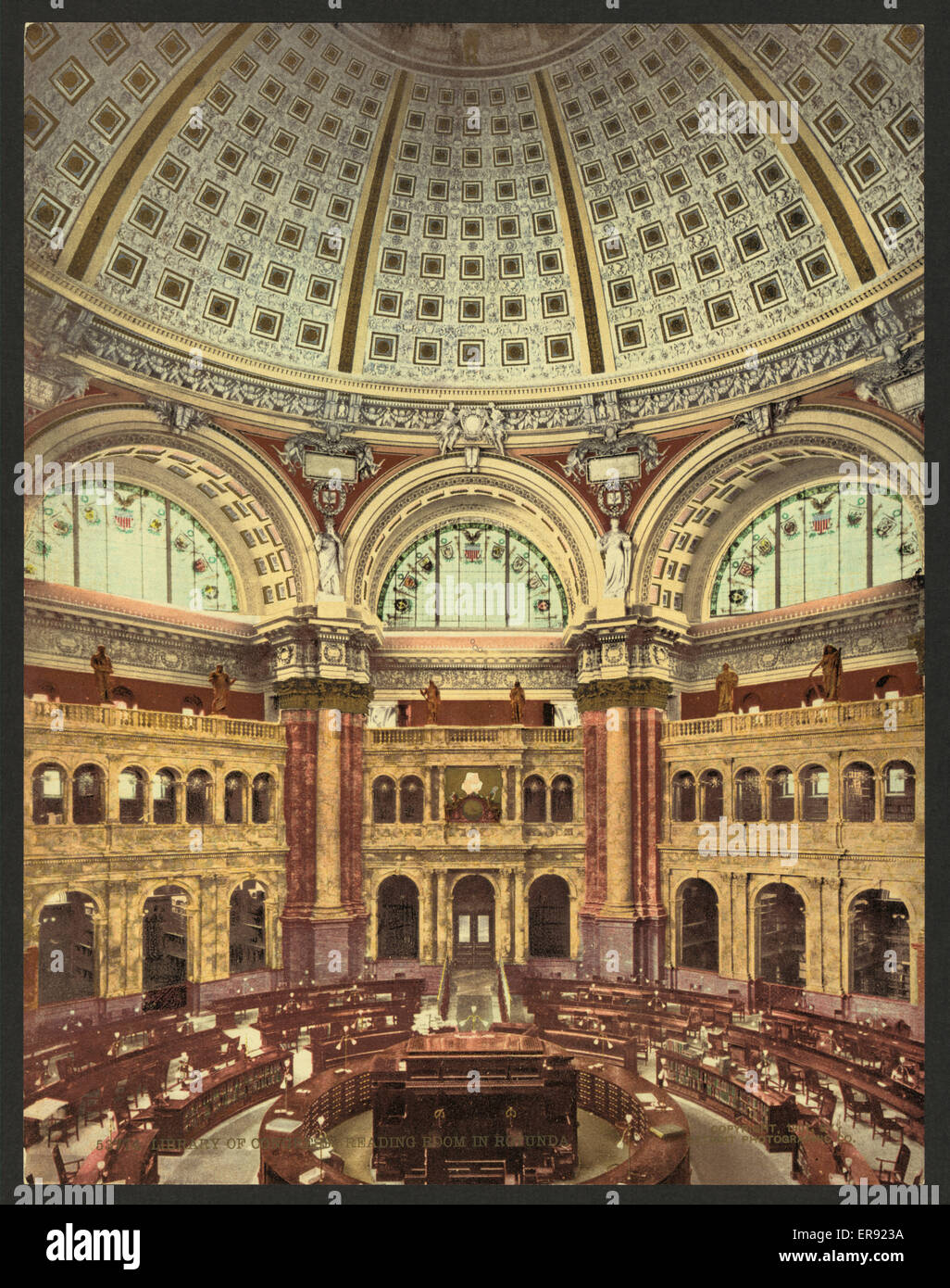 Library Of Congress Reading Room In Rotunda Date C1901