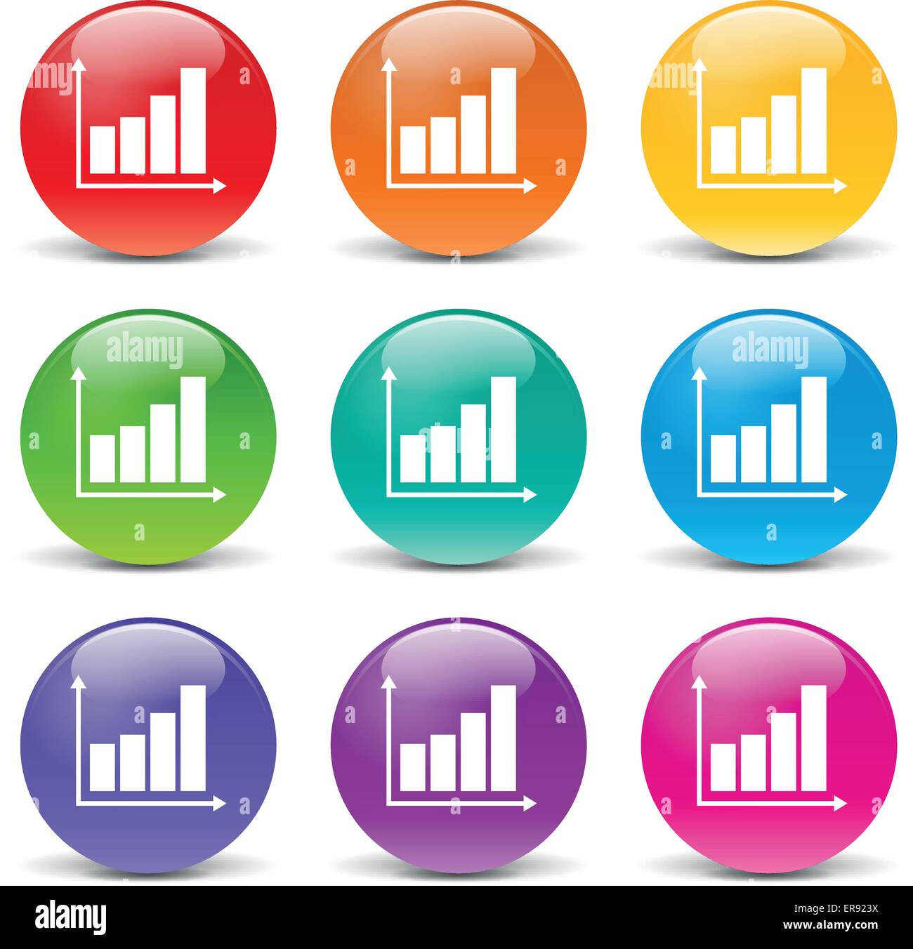Vector illustration of graph set icons on white background Stock Vector