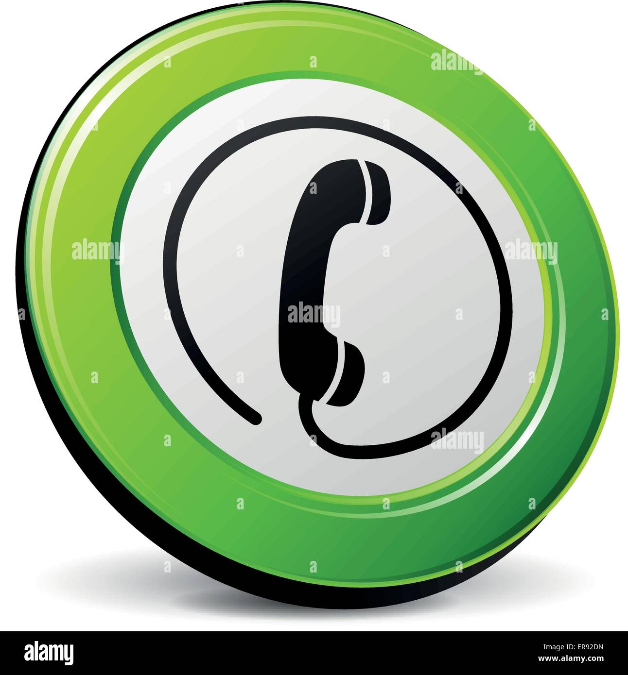 Vector illustration of green and black 3d phone icon Stock Vector