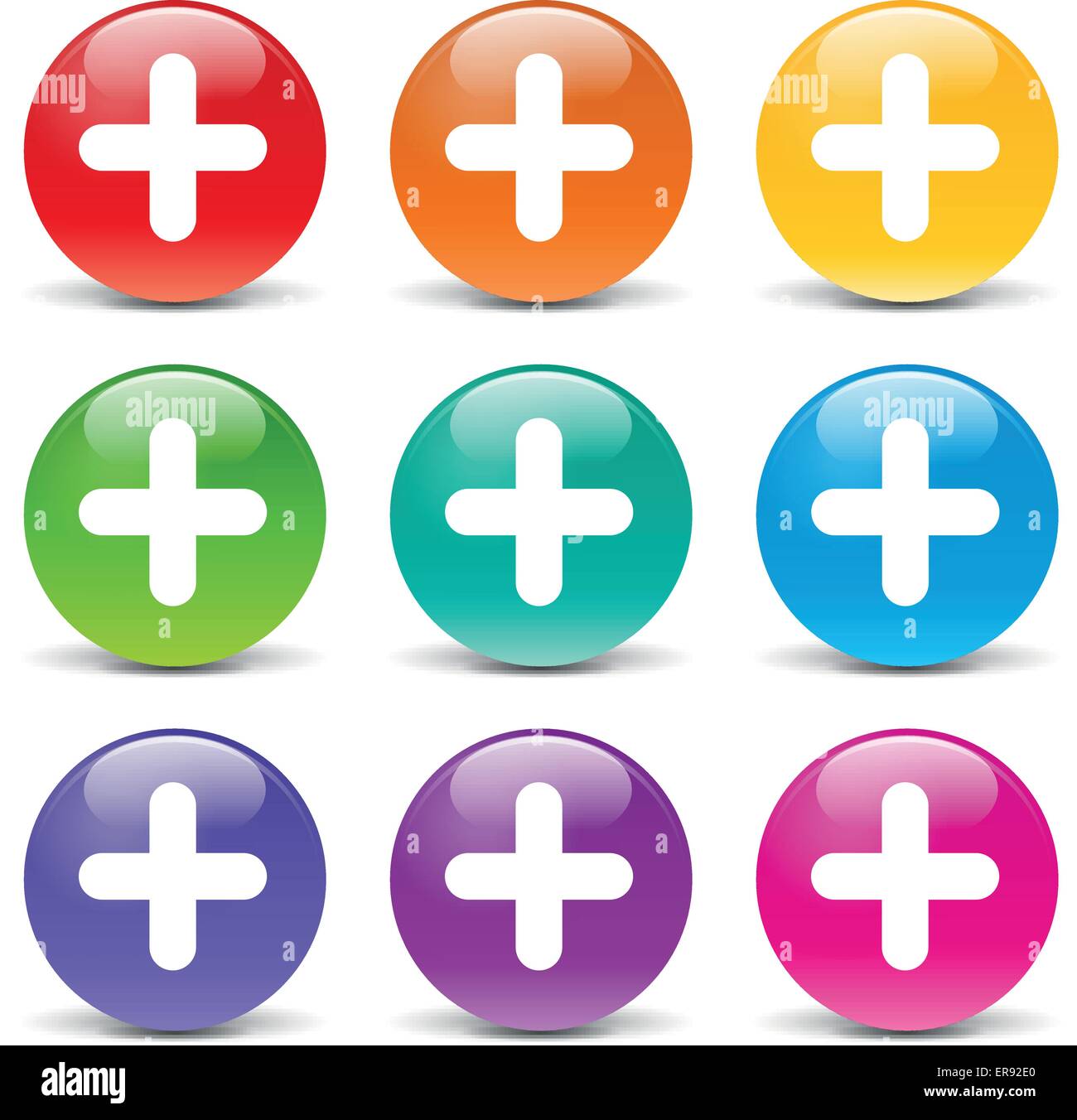 Vector illustration of plus set icons on white background Stock Vector ...