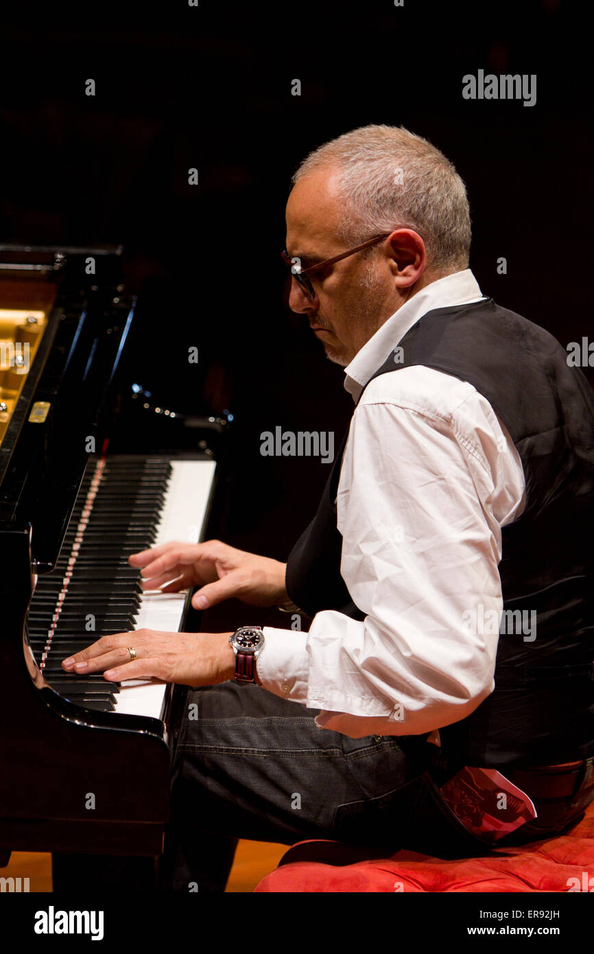 Torino, Italy, 29th May 2015. Italian jazz musician Danilo Rea plays piano in a concert at Torino Jazz Festival. Stock Photo