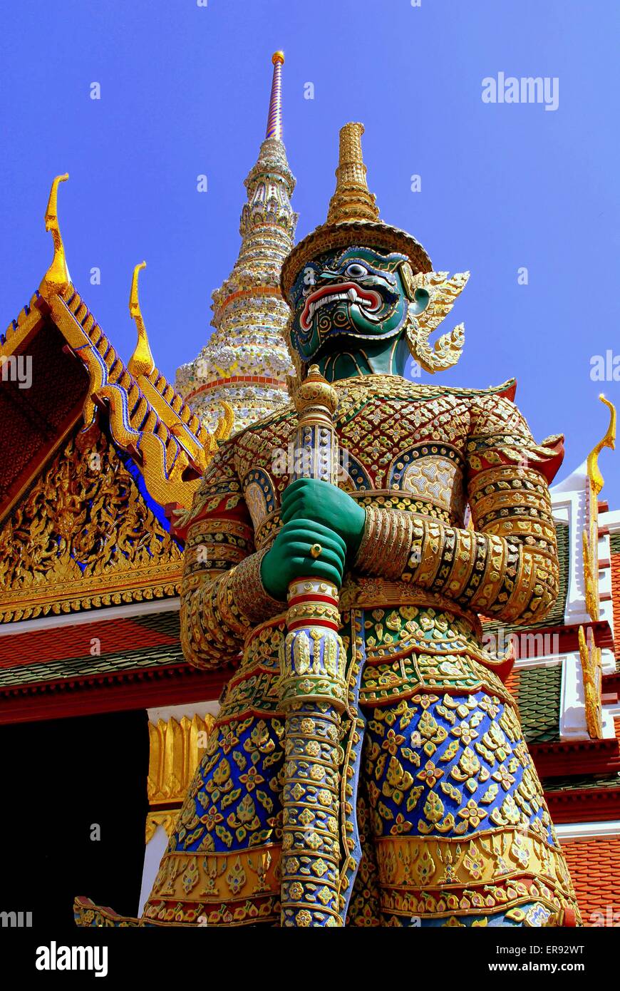 Bangkok, Thailand A giant guardian demon Yak with green face stands