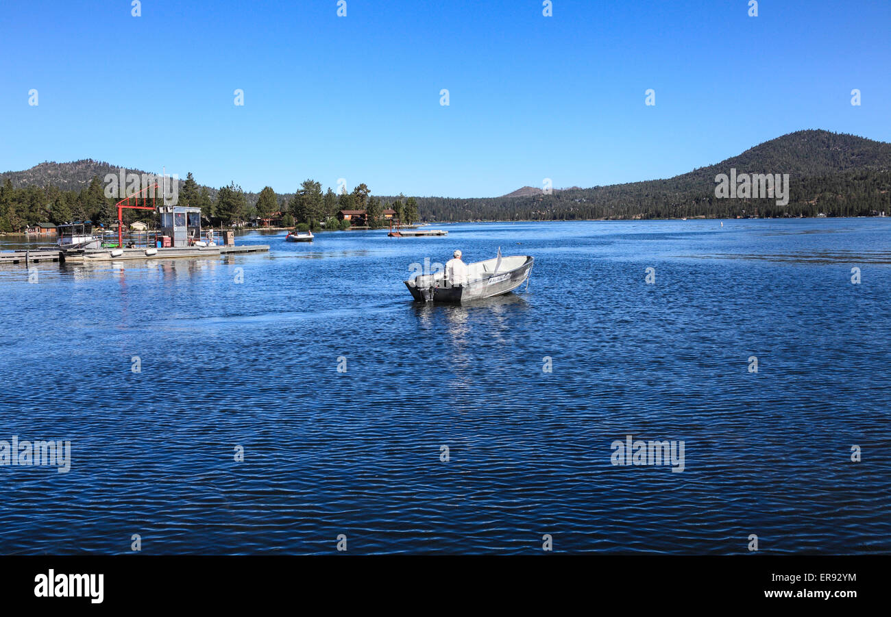 Boat in Big Bear Lake in Southern California Stock Photo