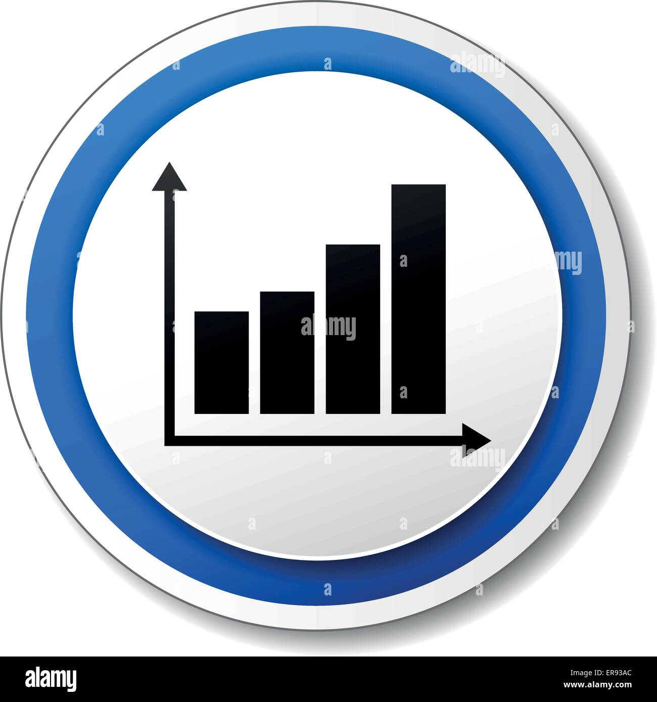 Vector illustration of blue and white graph icon Stock Vector