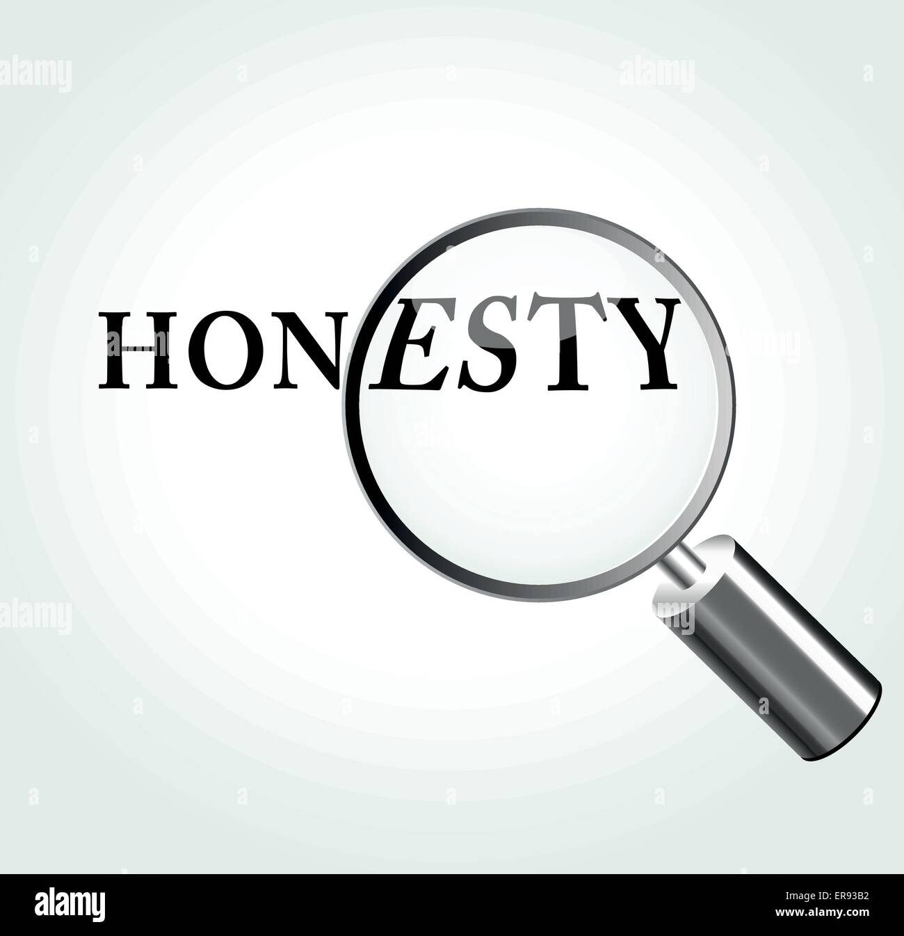 Vector illustration of honesty concept with magnifying Stock Vector