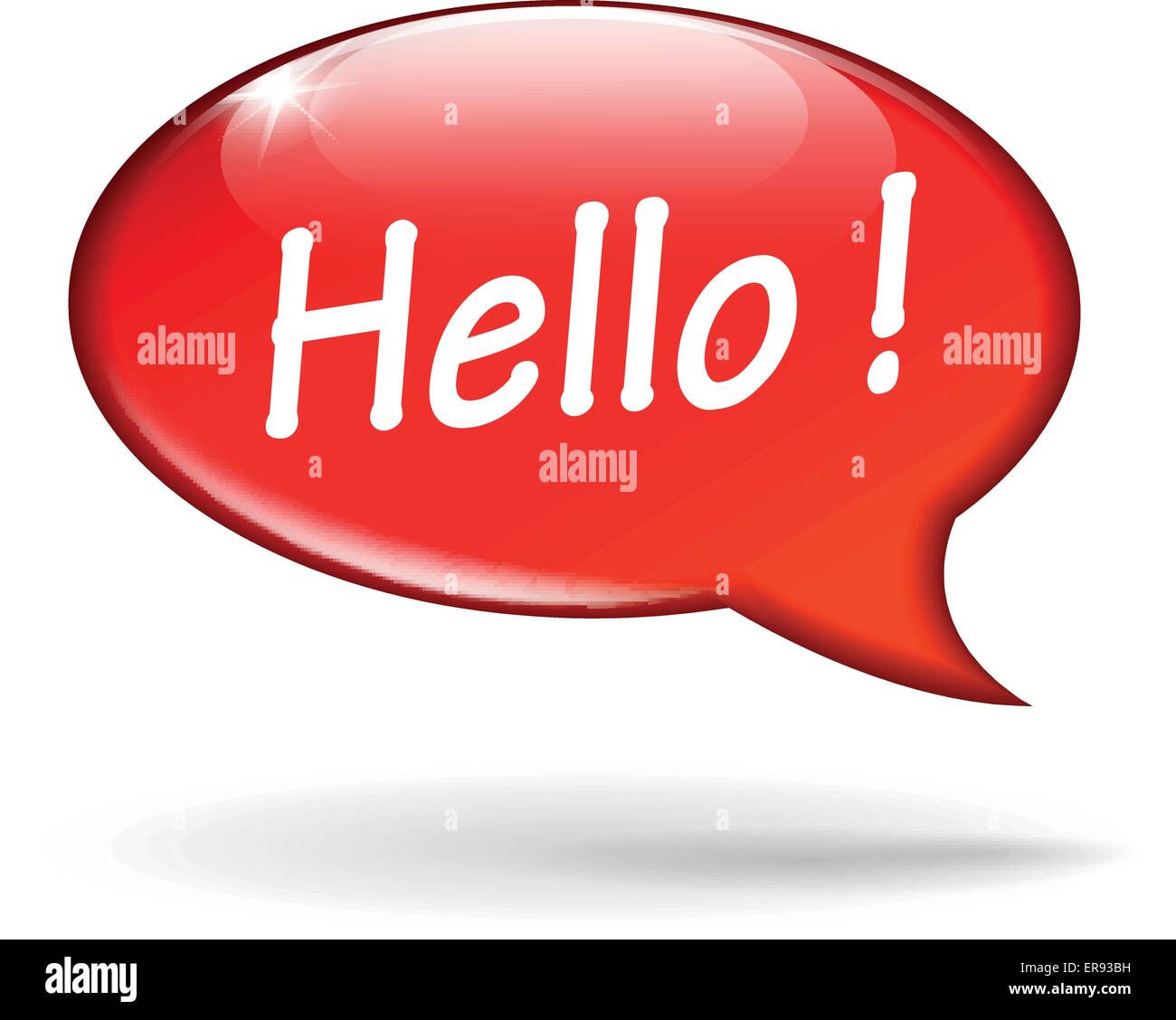 Vector illustration of red hello speech bubble Stock Vector