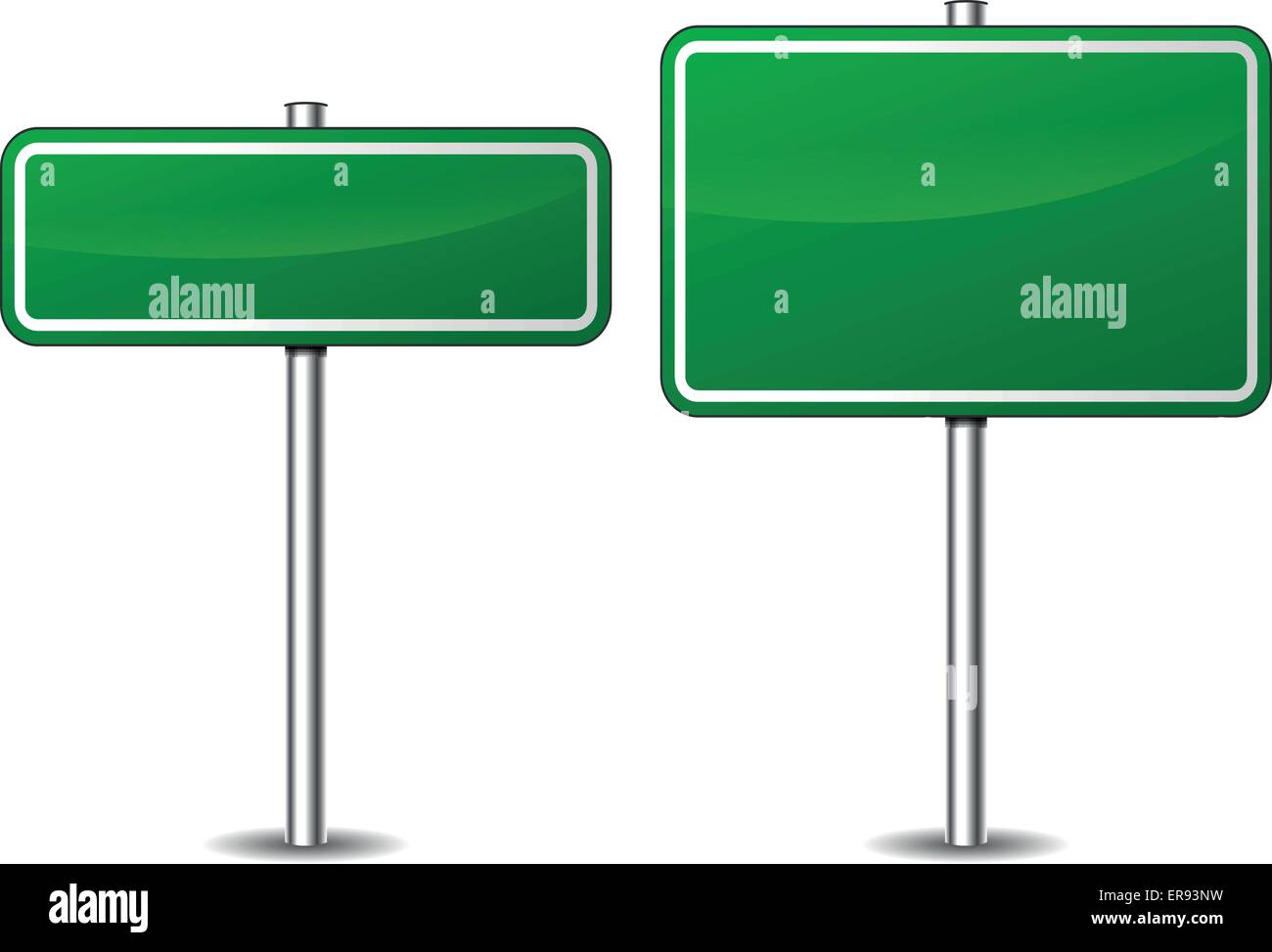 Vector illustration of two green blank road sign Stock Vector