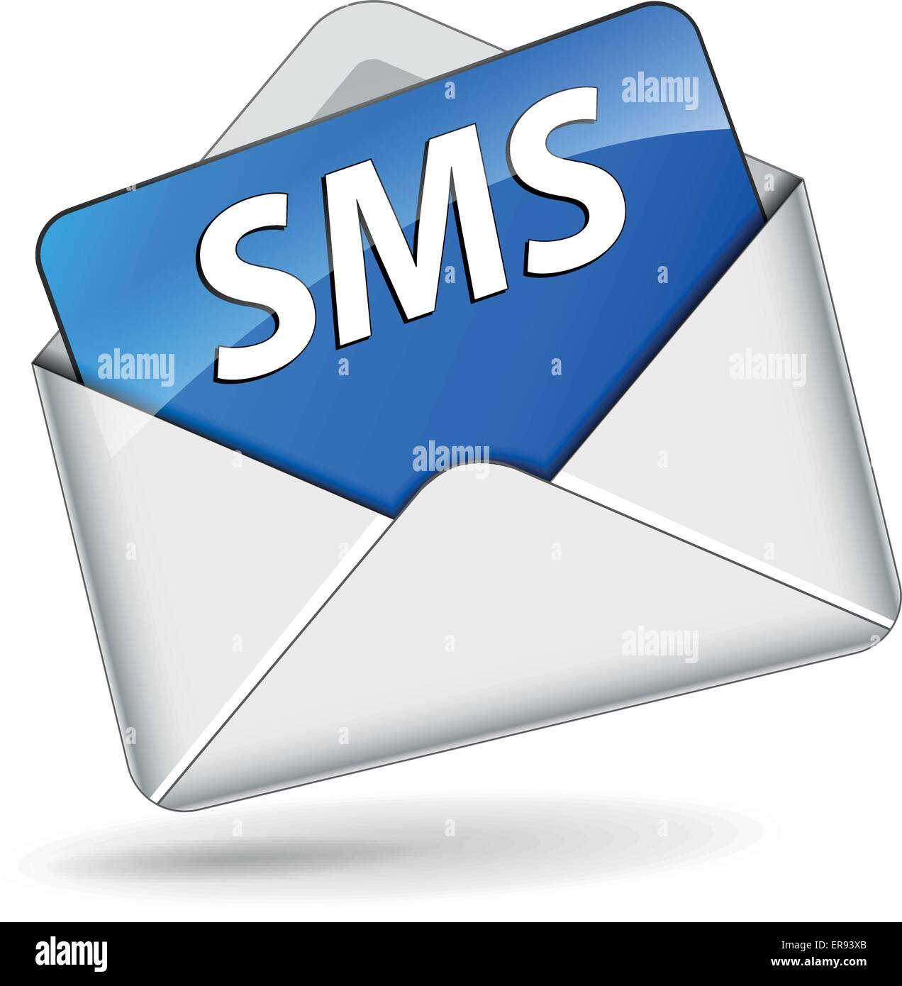 Vector illustration of sms envelope icon on white background Stock Vector