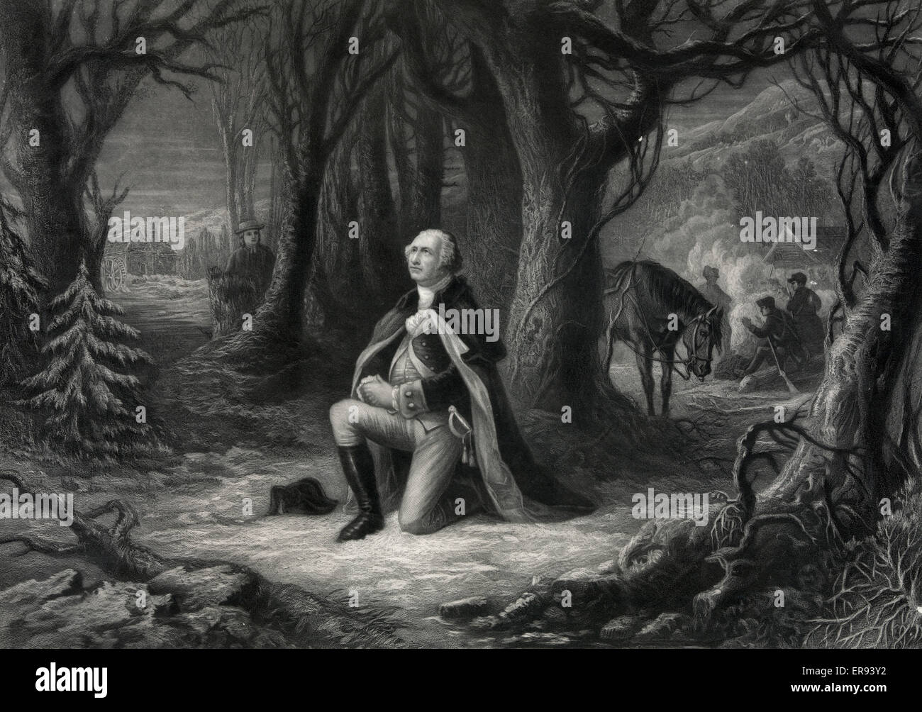 The prayer at valley forge print showing george washington kneeling