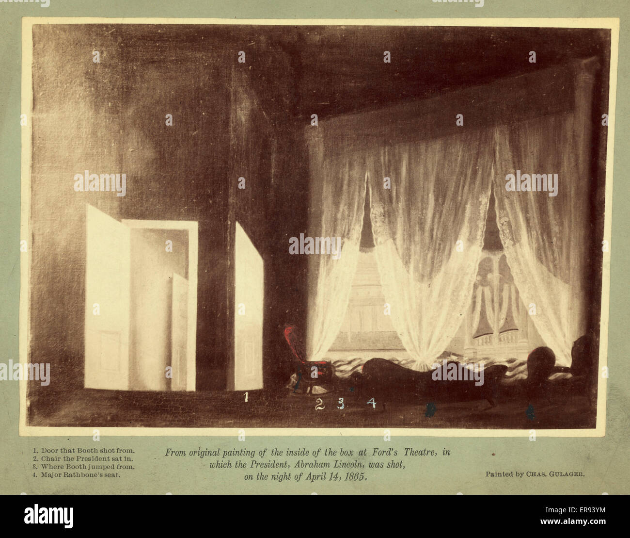Photograph of a painting of Ford's Theatre interior, showing Stock ...