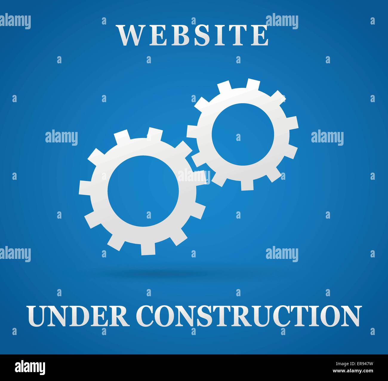 Vector illustration of website under construction on blue background Stock Vector