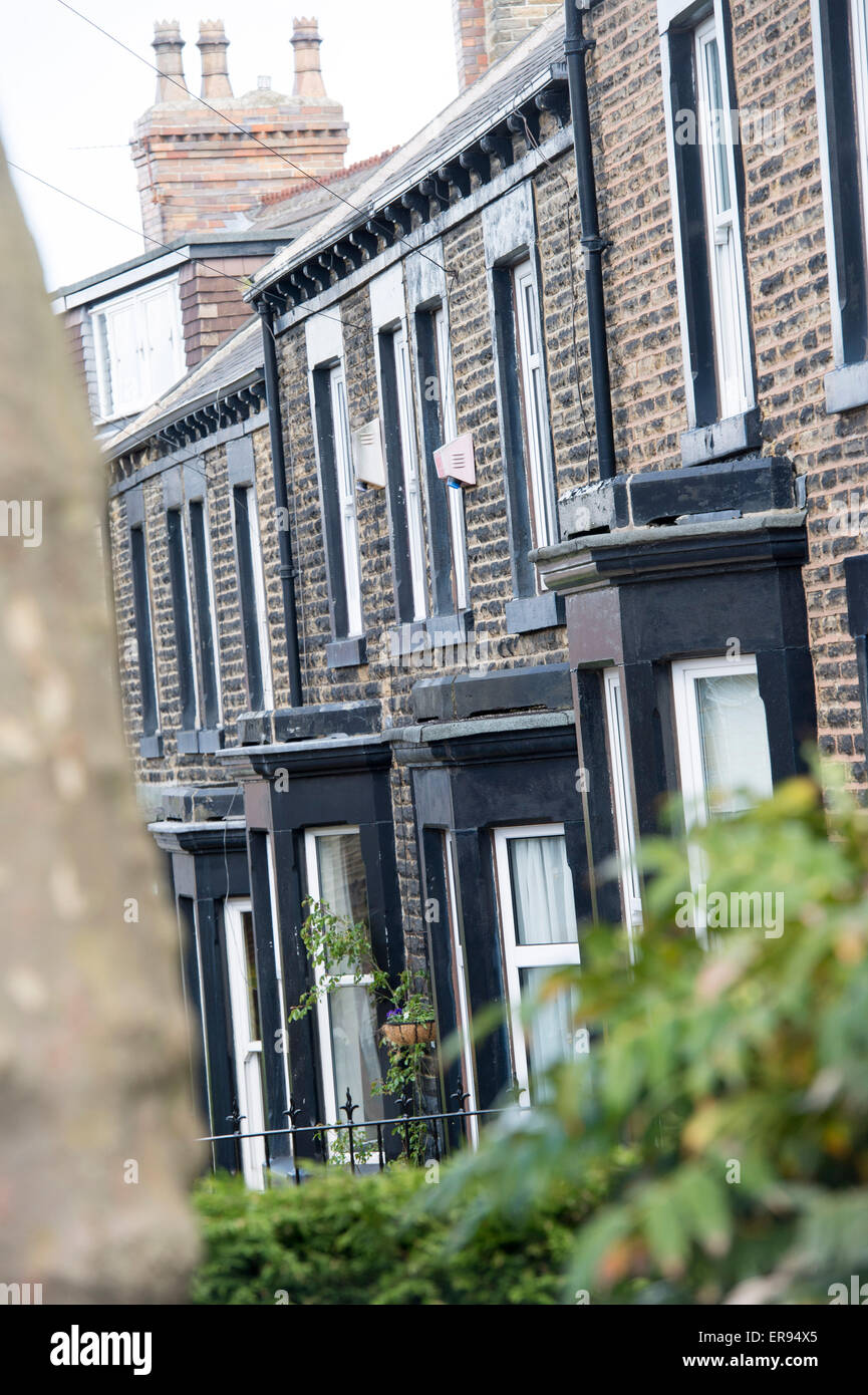 Terraced houses in a street in Barnsley Stock Photo Alamy