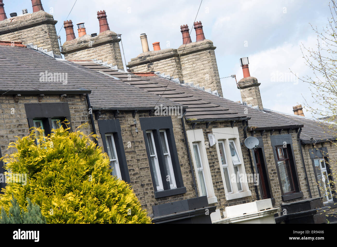 Terraced houses in a street in Barnsley Stock Photo Alamy