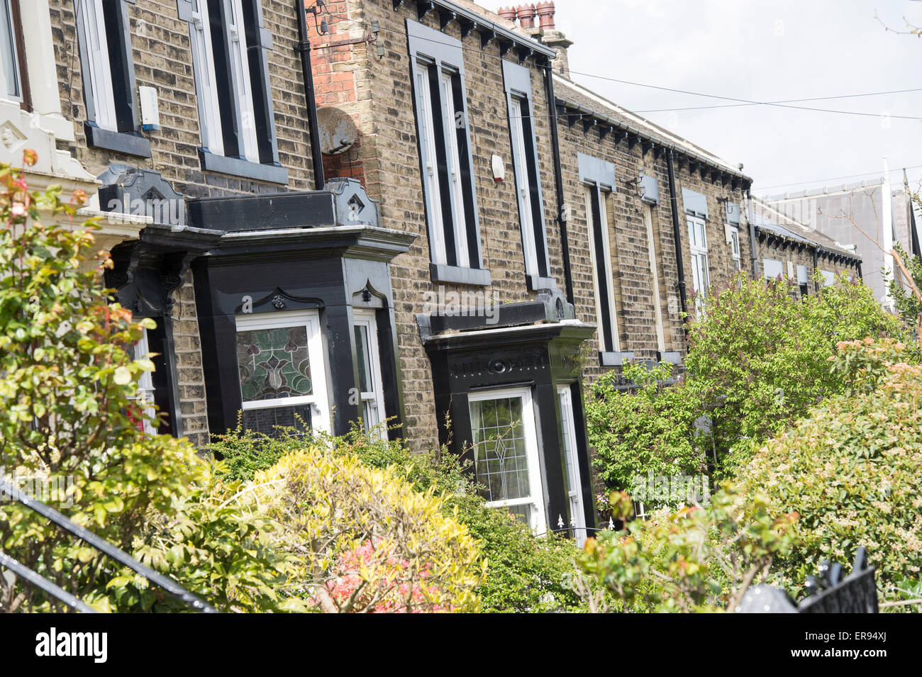 Terraced houses in a street in Barnsley Stock Photo Alamy