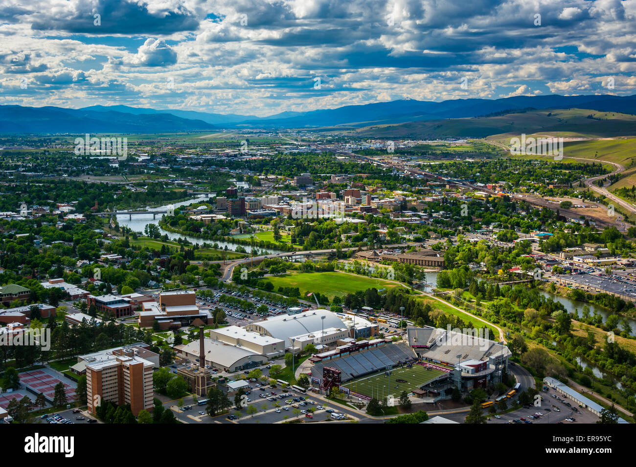 View of Missoula from Mount Sentinel, in Missoula, Montana Stock Photo