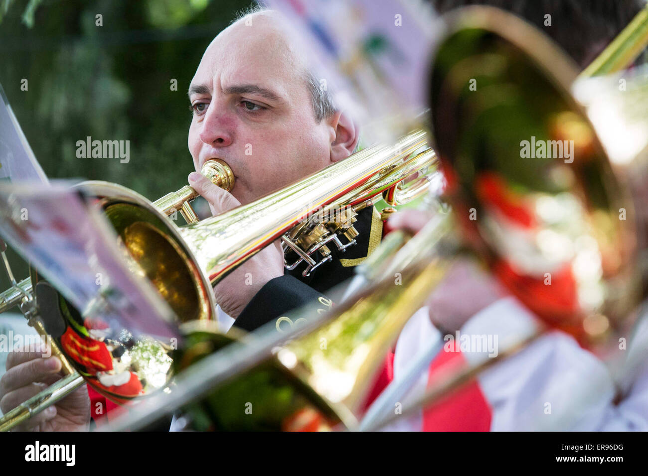 Dobcross Whit Friday Brass Band Contest. Stock Photo
